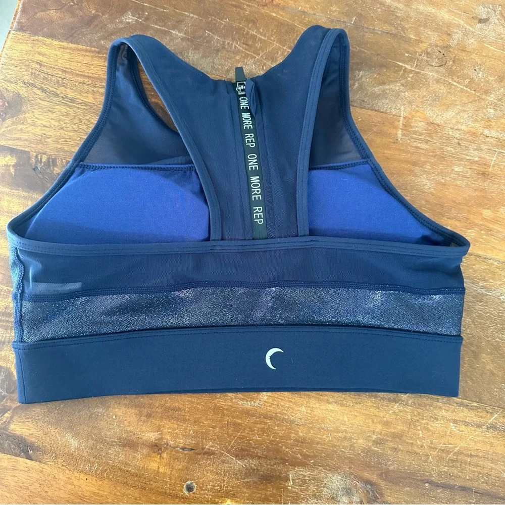 Zyia active size M navy blue twilight all‎ star sports bra glitter mesh